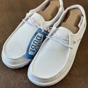 Hey Dudes white sparkle metallic